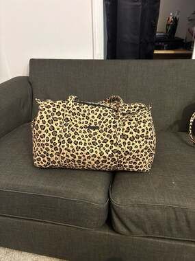 Vera Bradley Quilted Cotton Leopard Print Large Travel Duffel Bag